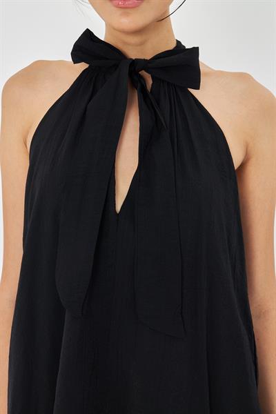 Önü Bağlamalı Sıfır Kol Elbise