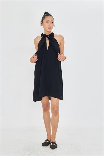 Önü Bağlamalı Sıfır Kol Elbise