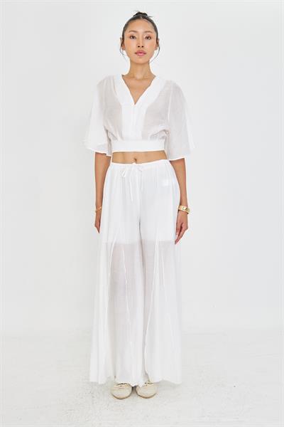 Parçalı Bağcıklı İnce Pantolon