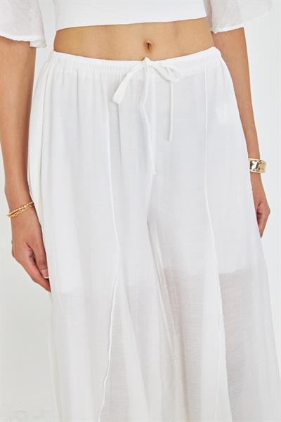 Parçalı Bağcıklı İnce Pantolon