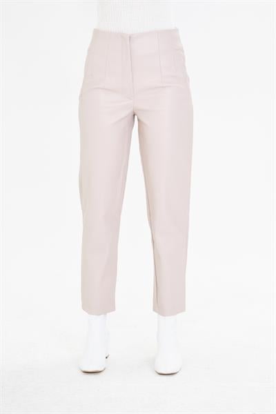 Pensli Yüksek Bel Deri Pantolon 