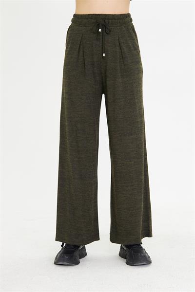 Pileli Beli Lastikli Triko Pantolon 