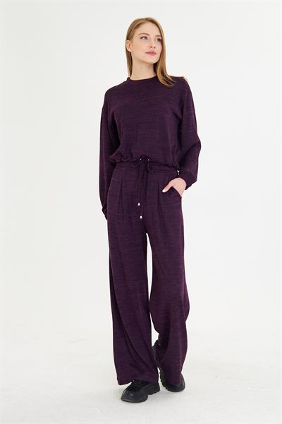 Pileli Beli Lastikli Triko Pantolon 