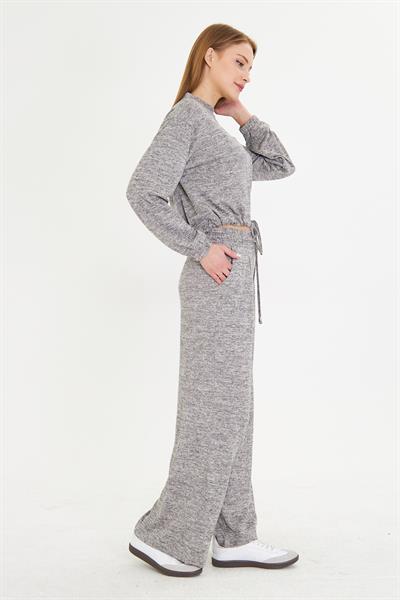 Pileli Beli Lastikli Triko Pantolon 