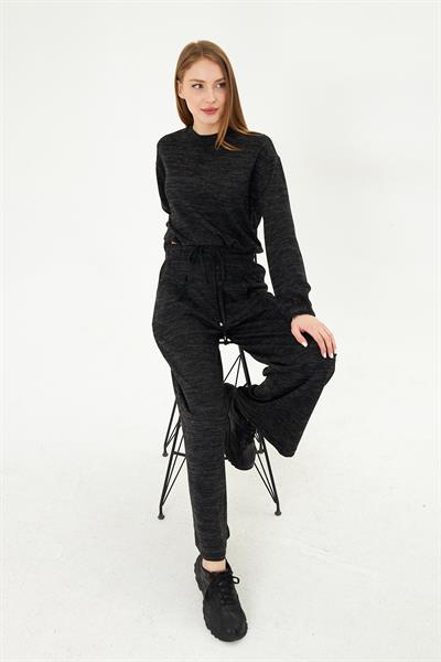 Pileli Beli Lastikli Triko Pantolon 