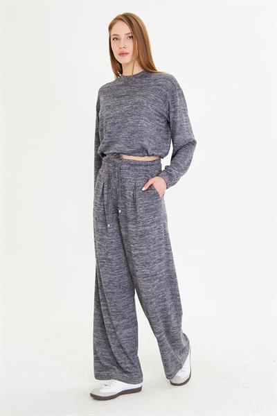 Pileli Beli Lastikli Triko Pantolon 