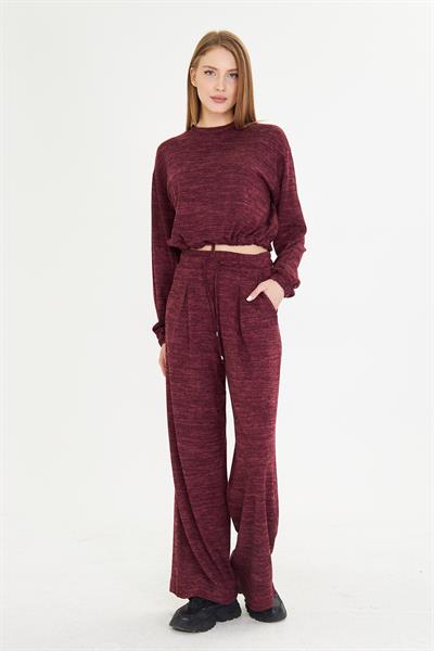 Pileli Beli Lastikli Triko Pantolon 