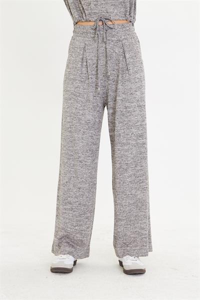 Pileli Beli Lastikli Triko Pantolon 