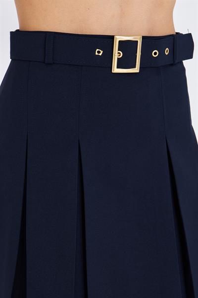 Pileli Kemerli Poliviskon Etek 