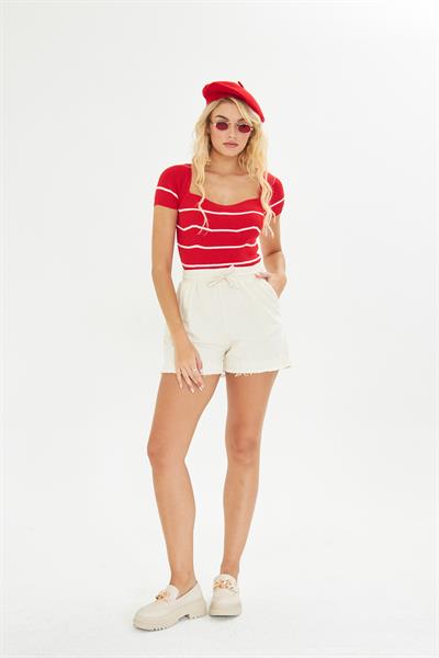 Püsküllü Gabardin Şort 