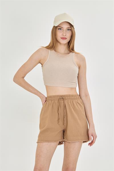 Püsküllü Gabardin Şort 