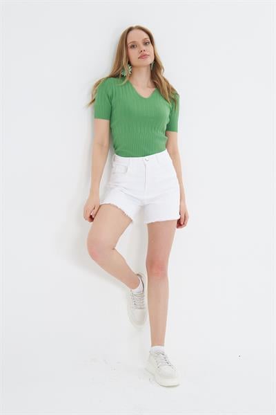 Püsküllü Gabardin Şort 