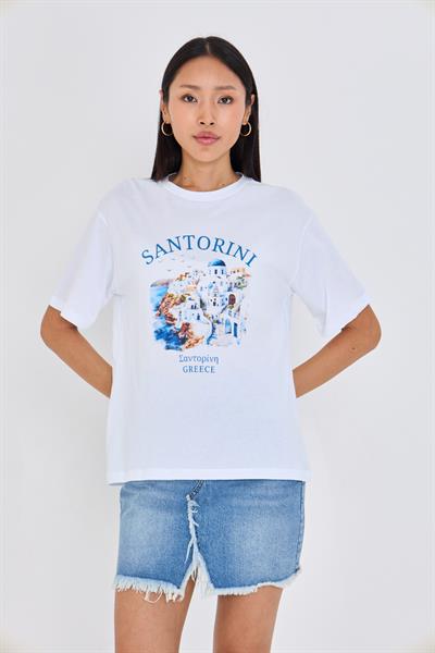 Santorini Baskılı Süprem T-shirt