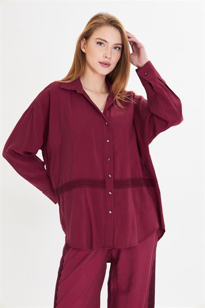 Şerit Detaylı Modal Gömlek 