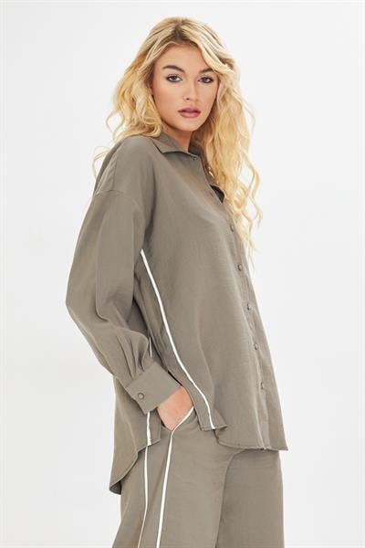 Şerit Detaylı Modal Gömlek 