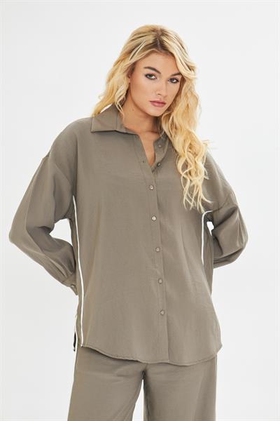 Şerit Detaylı Modal Gömlek 