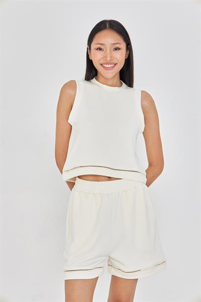 Şerit Detaylı Sıfır Kol Modal T-Shirt