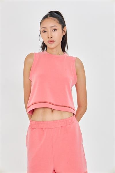 Şerit Detaylı Sıfır Kol Modal T-shirt