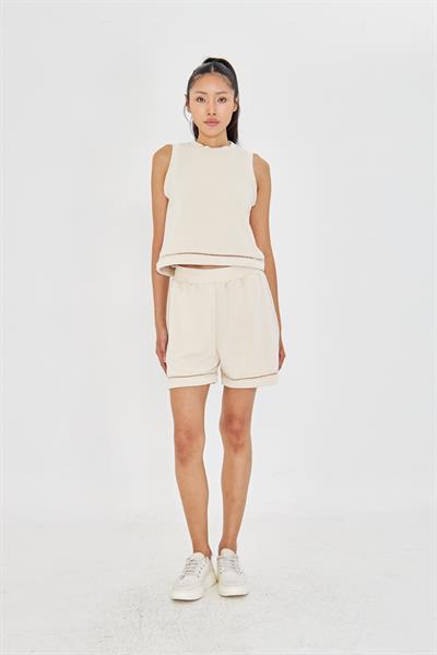 Şerit Detaylı Sıfır Kol Modal T-Shirt