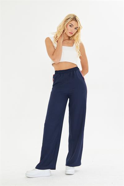 Şeritli Bol Paça Pantolon 