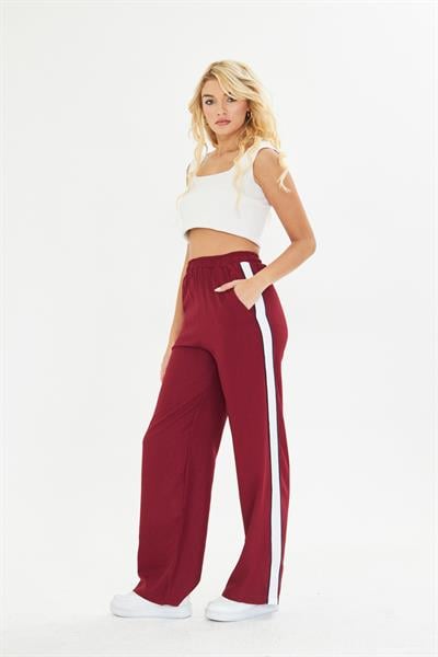 Şeritli Bol Paça Pantolon 