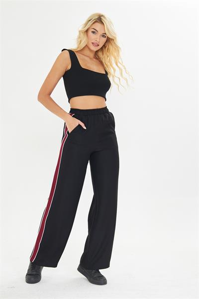 Şeritli Bol Paça Pantolon 