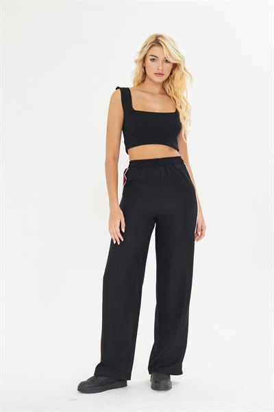 Şeritli Bol Paça Pantolon 