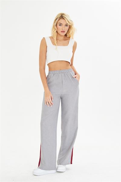 Şeritli Bol Paça Pantolon 