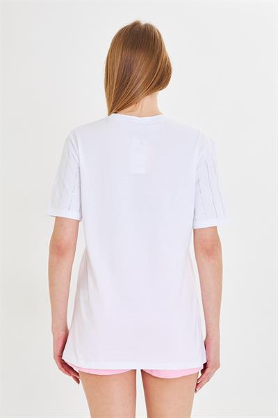 Sıra Taşlı Basic T-Shirt