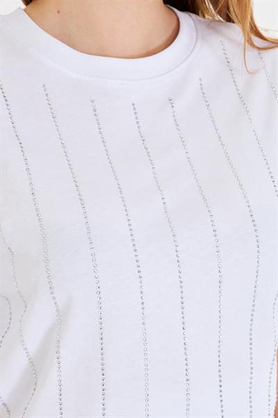 Sıra Taşlı Basic T-Shirt