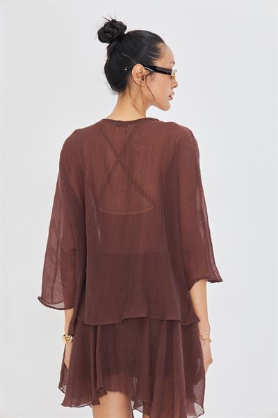 Tek Düğmeli Kırışık Kimono