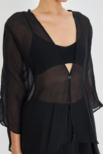 Tek Düğmeli Kırışık Kimono