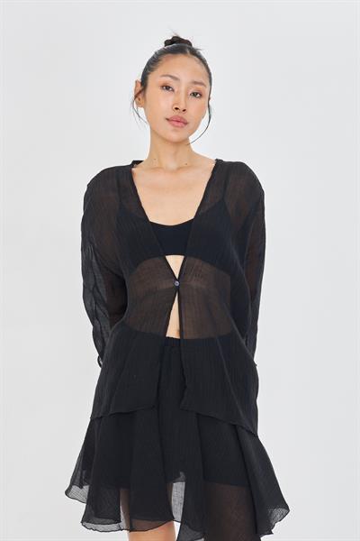 Tek Düğmeli Kırışık Kimono