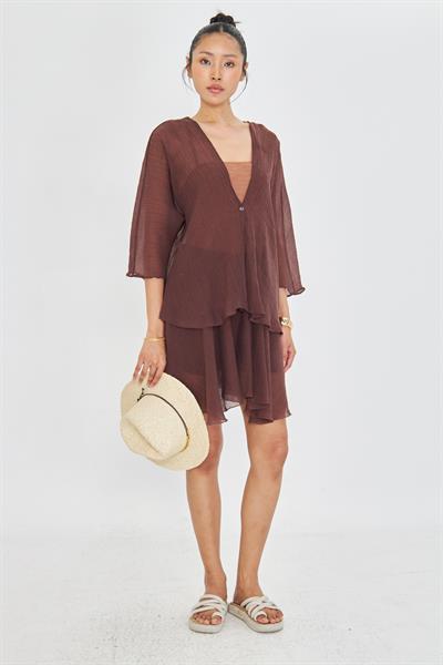 Tek Düğmeli Kırışık Kimono