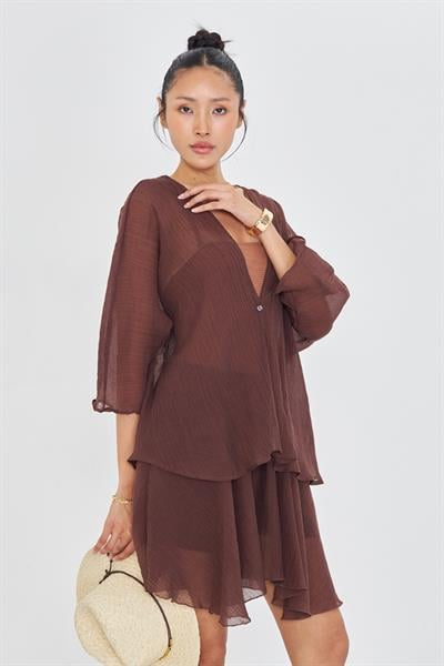 Tek Düğmeli Kırışık Kimono