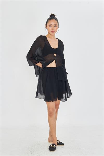 Tek Düğmeli Kırışık Kimono