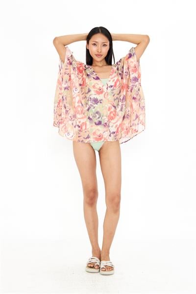 V Yaka Düğmeli Empirme Kimono