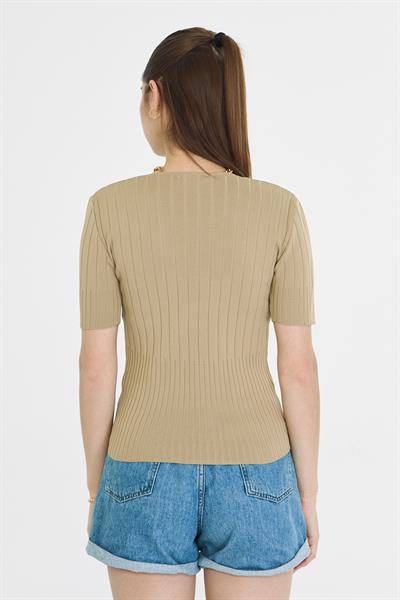 V Yaka Kısa Kol Body 