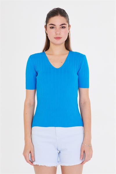 V Yaka Kısa Kol Body 