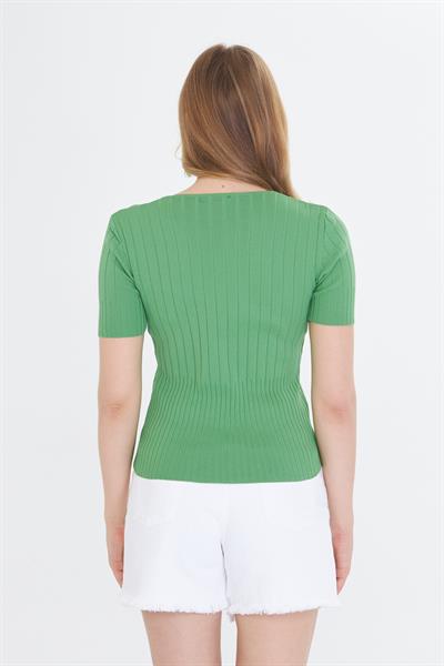 V Yaka Kısa Kol Body 