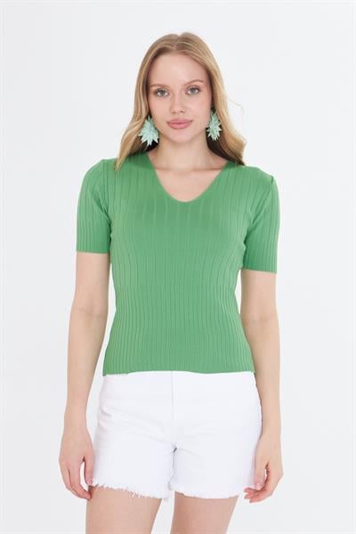 V Yaka Kısa Kol Body 