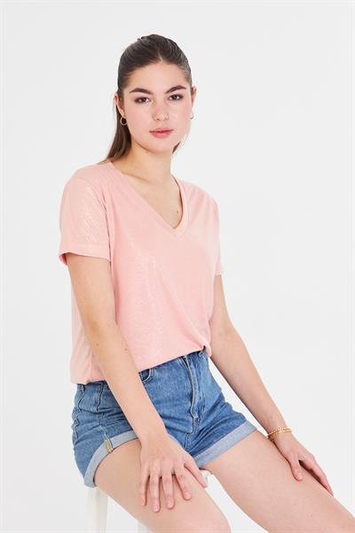 V Yaka Simli T-Shirt