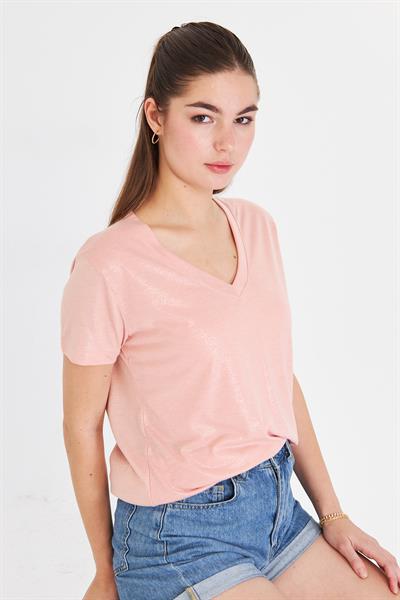 V Yaka Simli T-Shirt