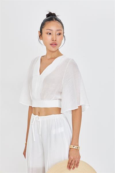 V Yaka Sırt Dekolteli Bluz