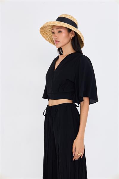 V Yaka Sırt Dekolteli Bluz