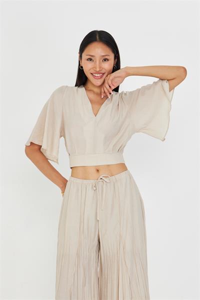 V Yaka Sırt Dekolteli Bluz