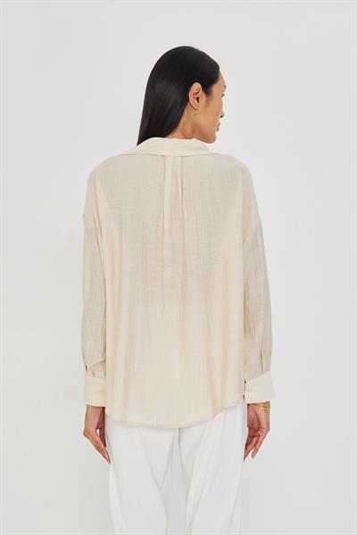 Taşlı Çizgili Rayon Gömlek