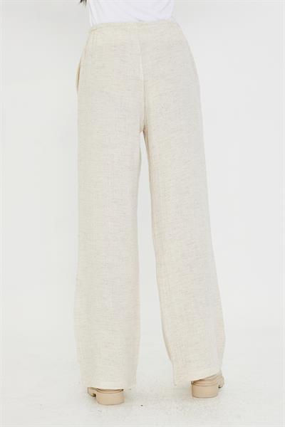 Yandan Cepli Ketenli Müslin Pantolon 