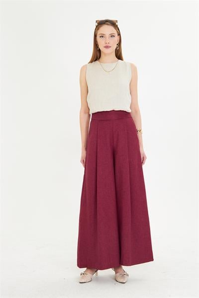 Yandan Fermuarlı Bol Paça Pantolon 