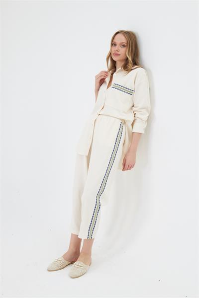 Yanları Nakışlı Gabardin Pantolon 